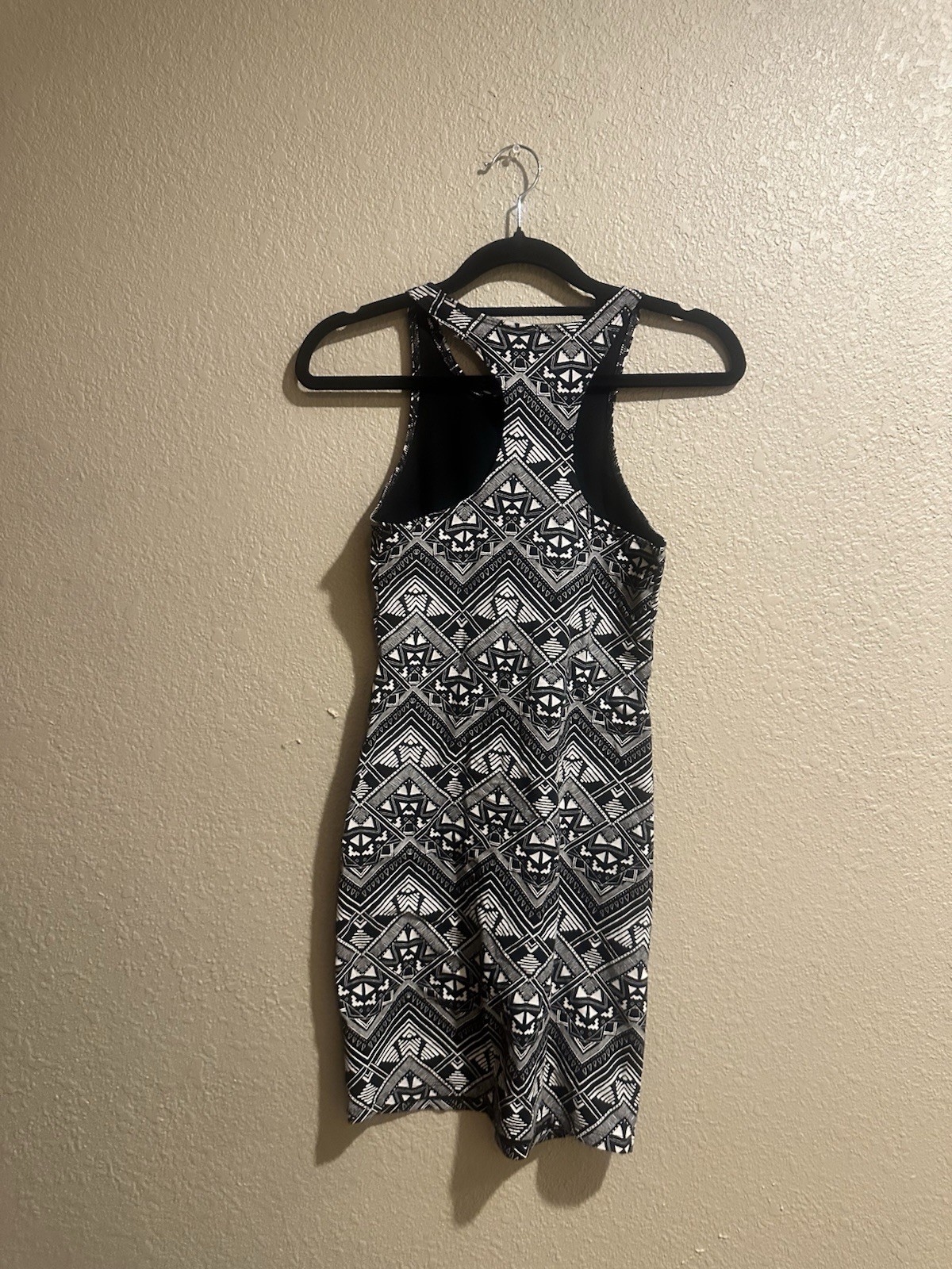PINK Victoria’s Secret Black White Gray Geometric Mini Shift Dress Scoop XS