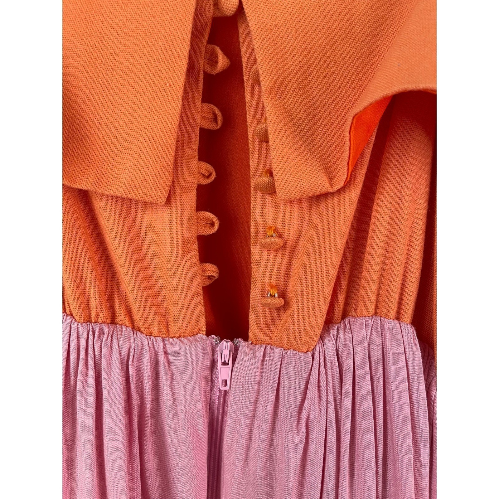 Koko + Mason Orange Pink Colorblock Maxi Dress Sleeveless Casual Summer Sundress