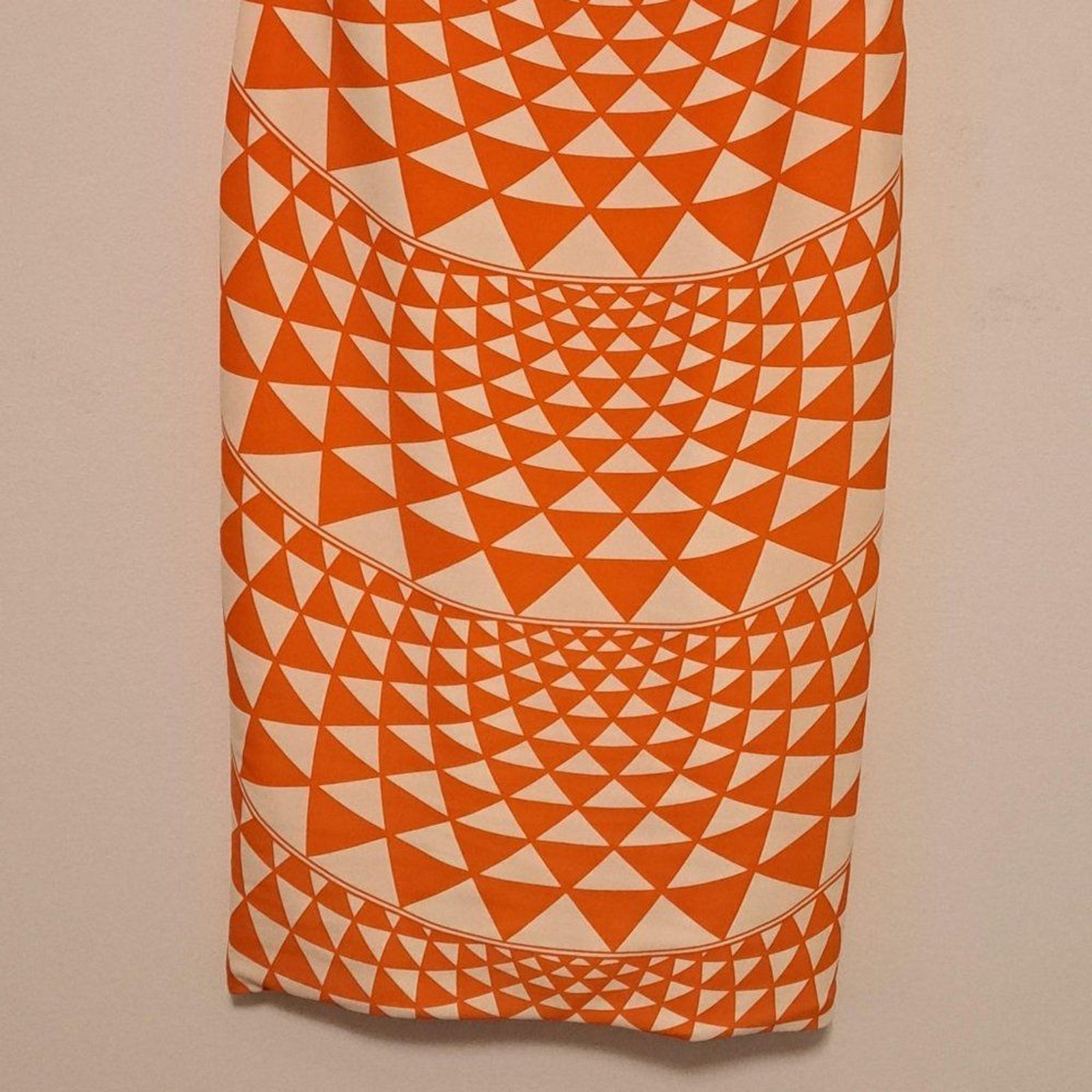 Fausto Puglisi Jewel-Neck Orange and Cream Geometric-Print Dress EUC Size 4 NWT