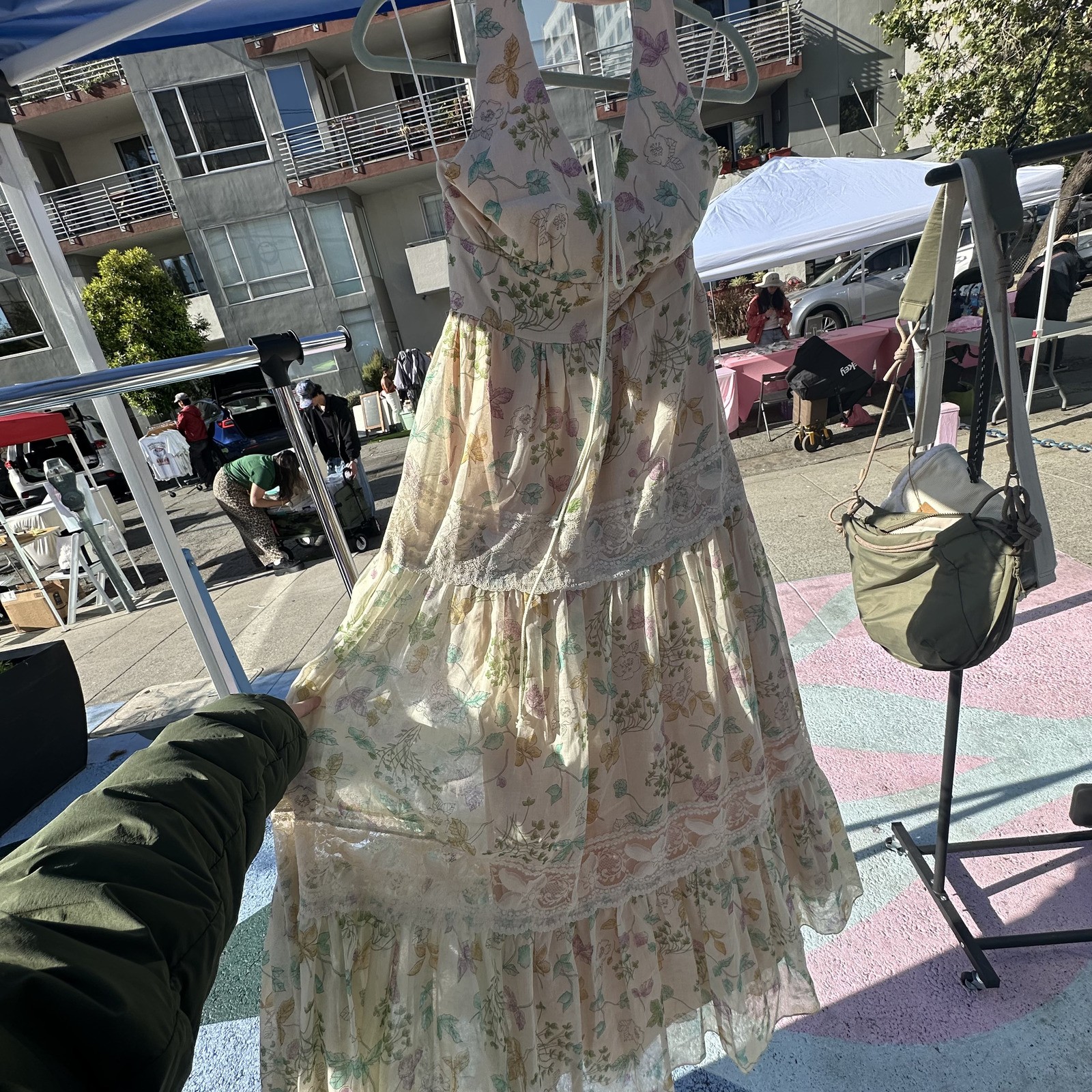 Vintage Handmade Prairie Maxi Dress Cottagecore Lace Floral Style