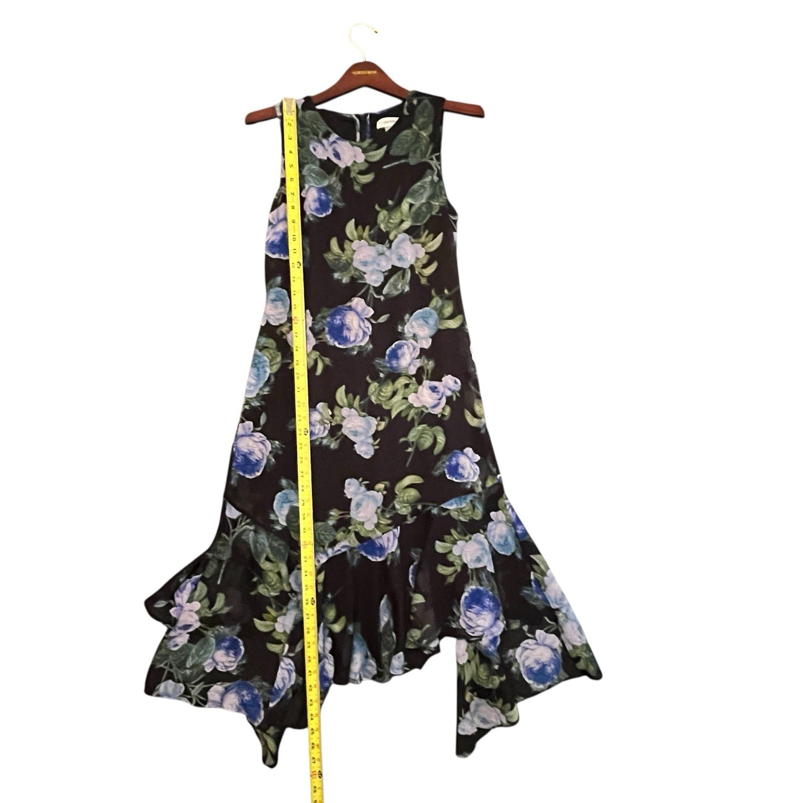 Calvin Klein Floral Handkerchief Midi Dress Sz 6 Bloomcore Boho Cottage Chiffon