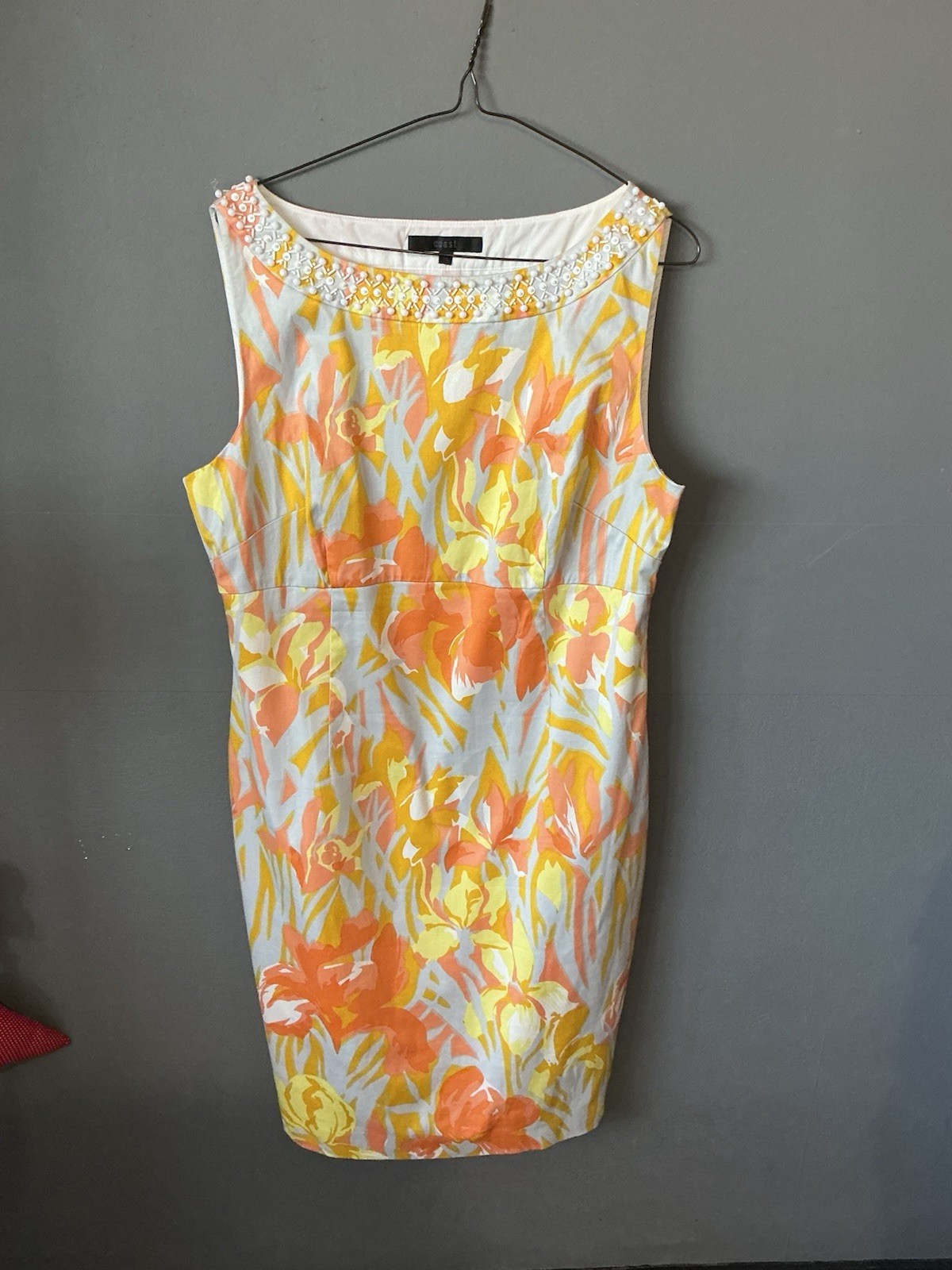 Coast Pastel Orange Yellow Vintage Style Dress Uk 16