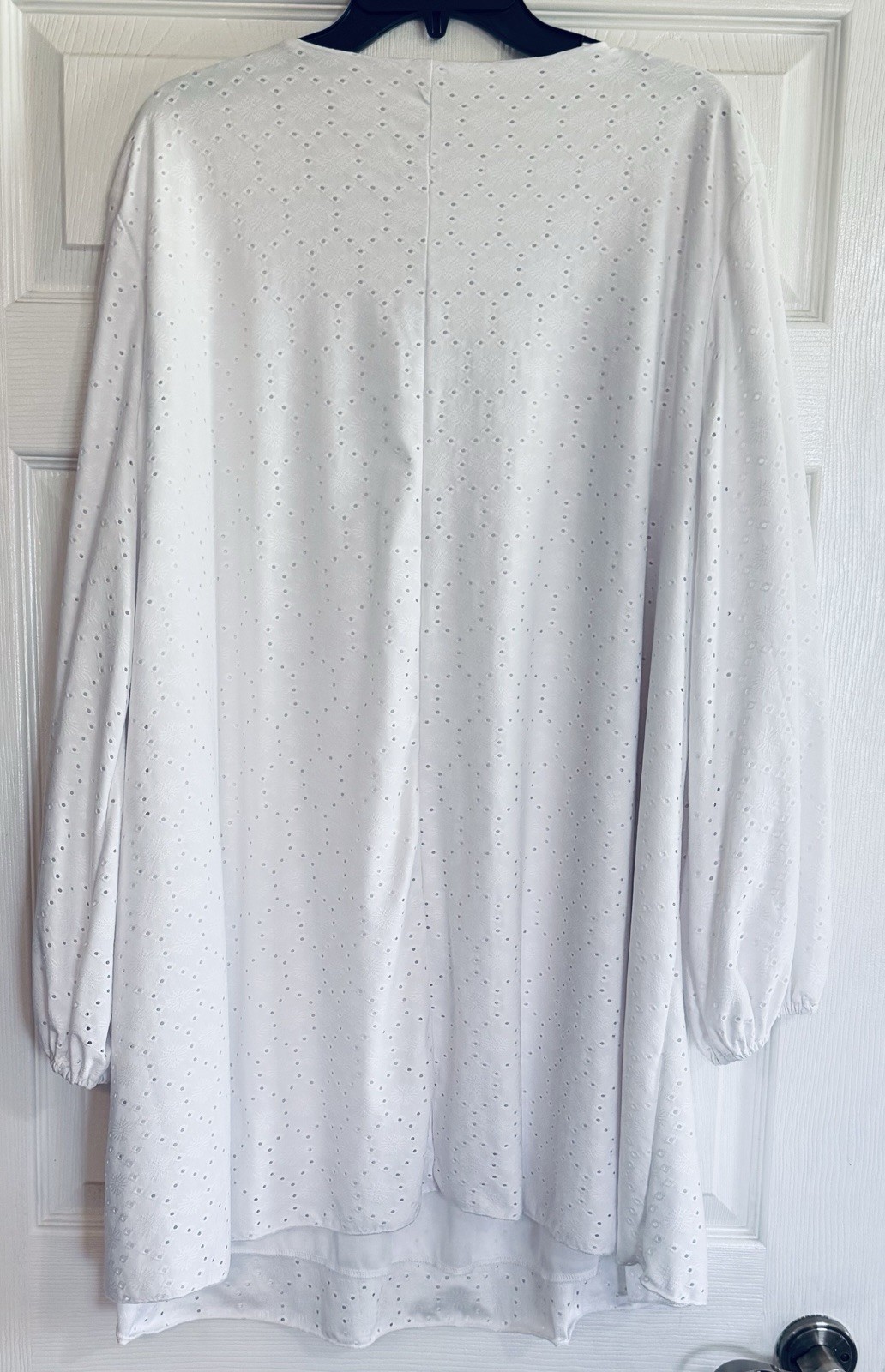 Women’s Plus White Lined Eyelet Lace Dress Sz 2XL SHEIN CURVE Bishop Sleeve