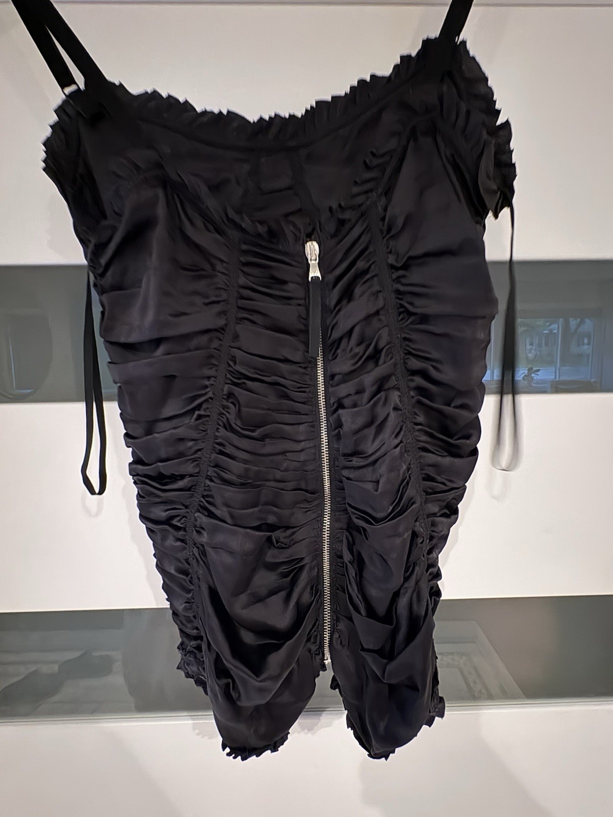 D&G Black Ruched Bodycon Spaghetti Strap Zip Set