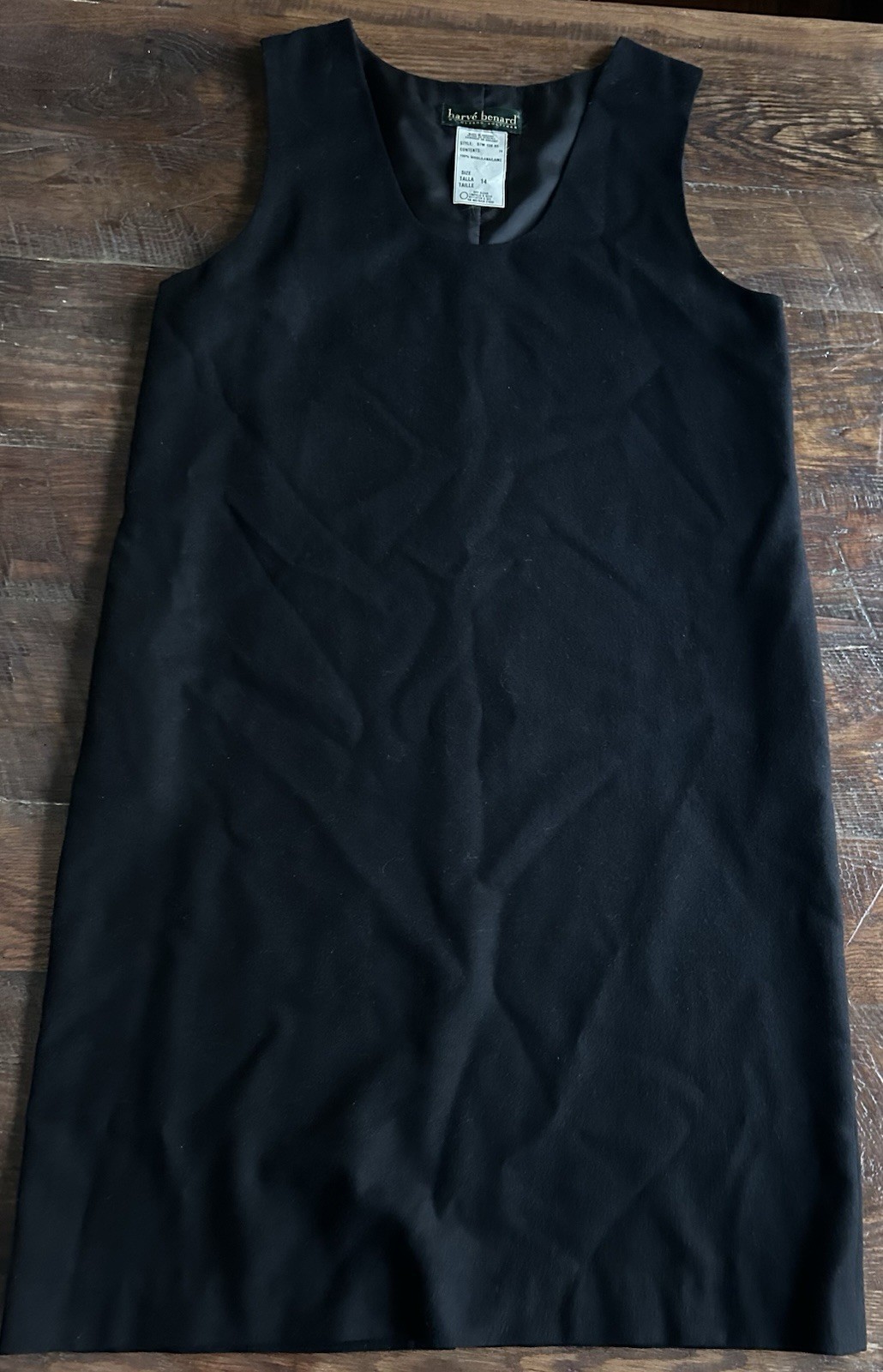 Harve Benard 100% Wool Jumper Dress Size 14 Black Sleeveless Pockets Ukraine