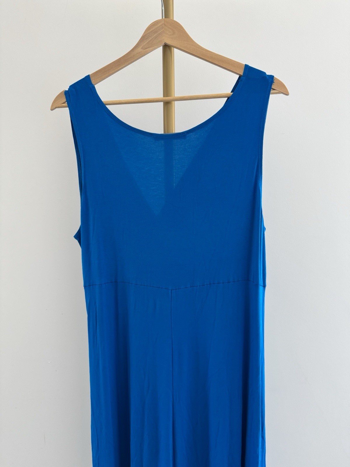 BHS Blue Maxi Dress UK 18 Sleeveless Wrap Twist Front Stretch Jersey Holiday