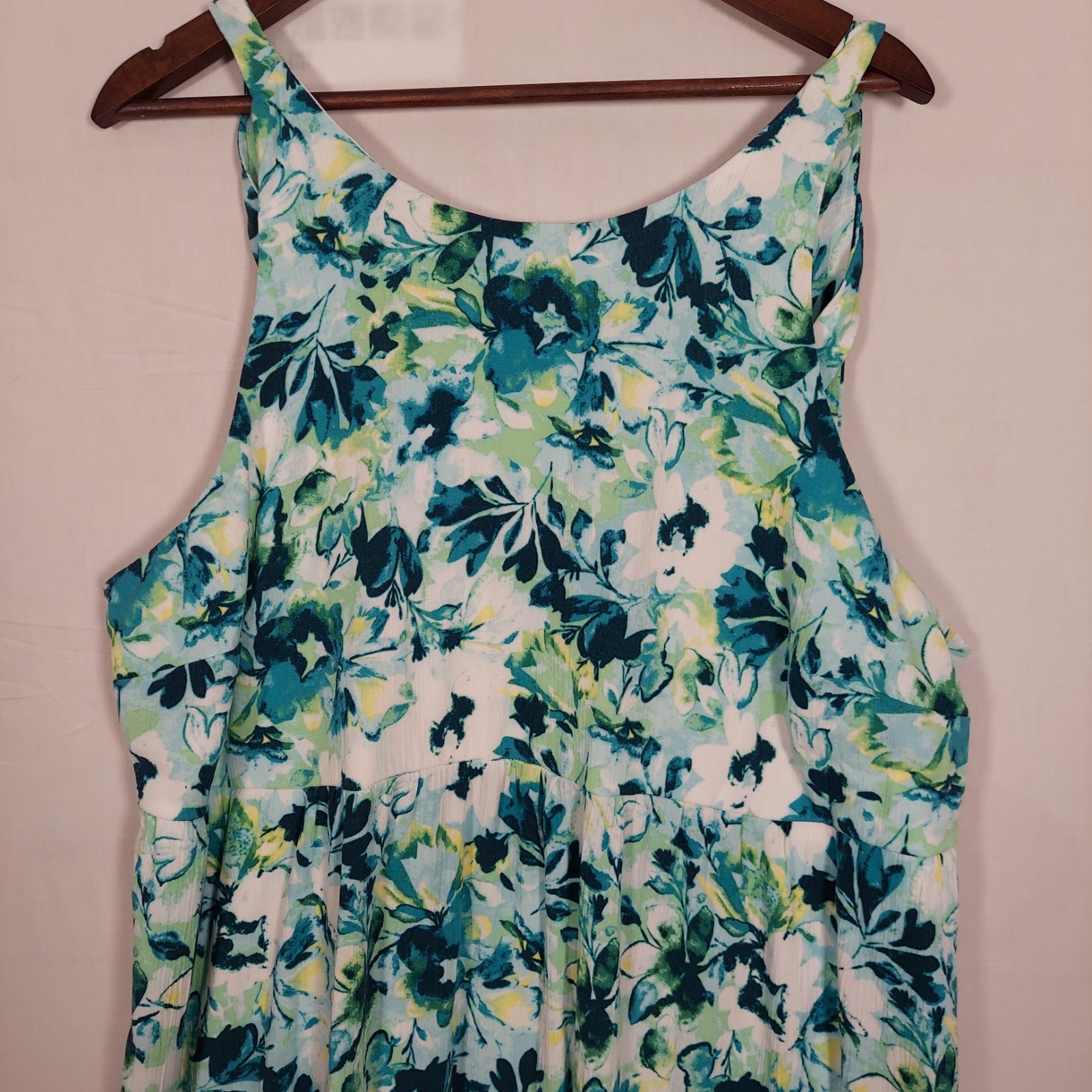 Torrid Maxi Wash Gauze Tiered Dress Womens 2 Green Watercolor Floral Tie Halter