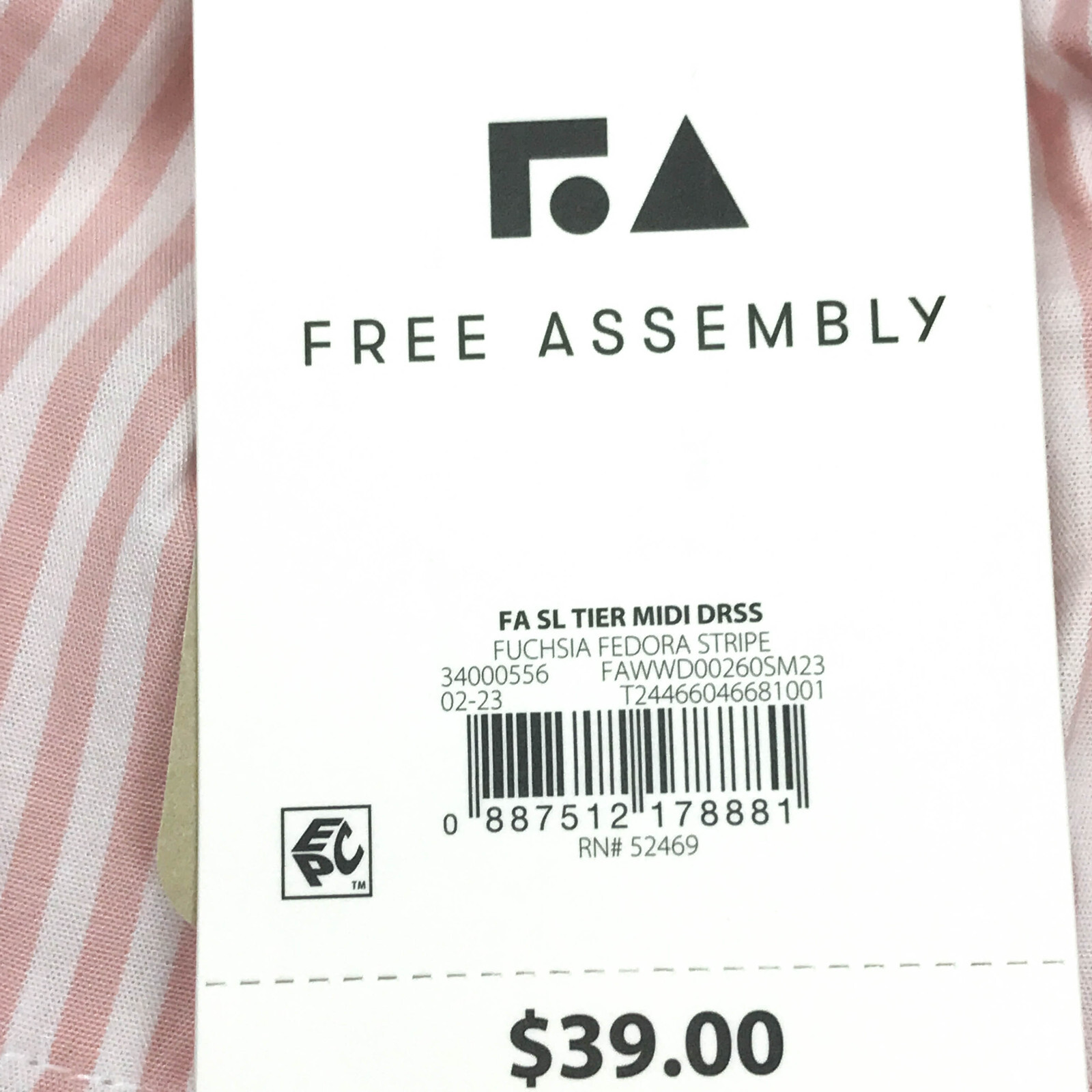 Free Assembly Womens Size XS Sleeveless Tier Midi Dress Fuchsia Fedora Stripe