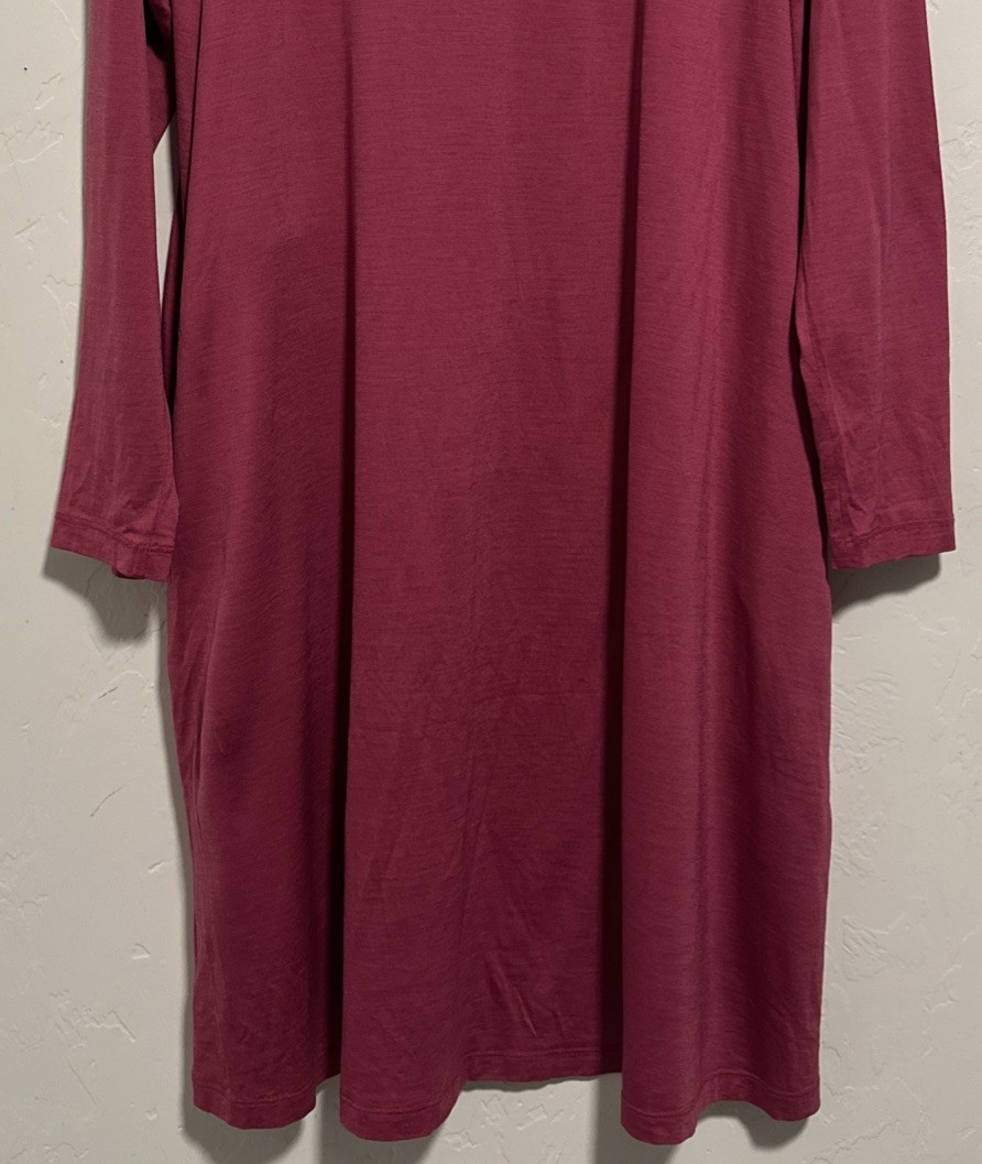 Wool& Wooland Dress Berry Pink Rowena Swing Dress Long Sleeve Merino L- Long