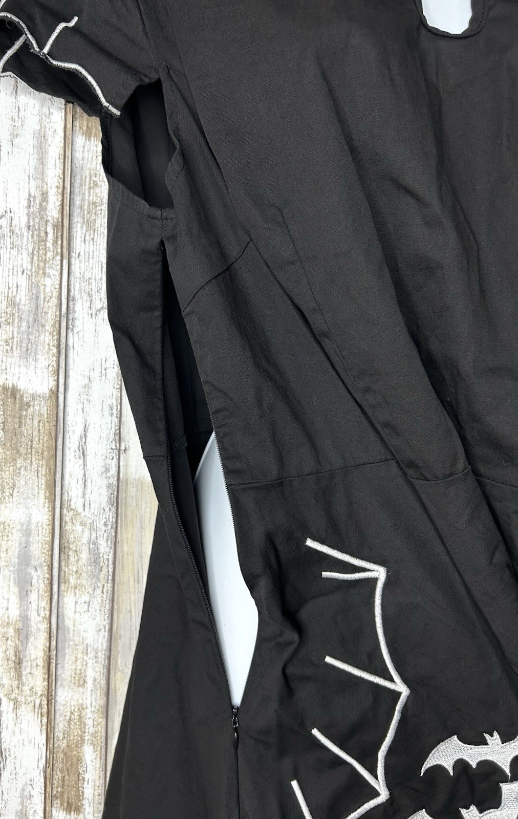 Women’s Cotton/Spandex Black Dress Embroidered Bats Size 4XL