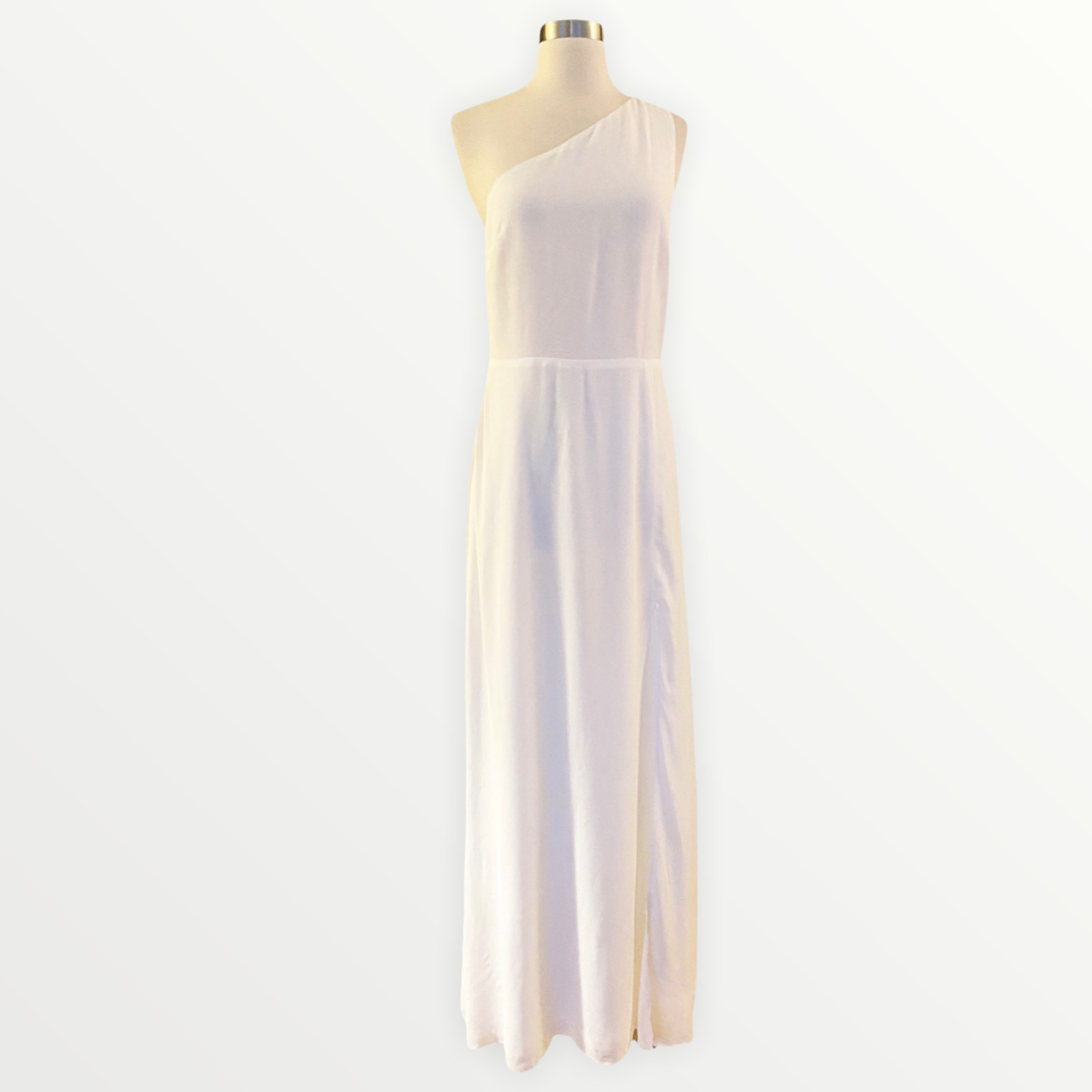 REFORMATION Evelyn Dress Maxi Gown Ivory Chiffon One Shoulder Asymmetrical 8 NWT