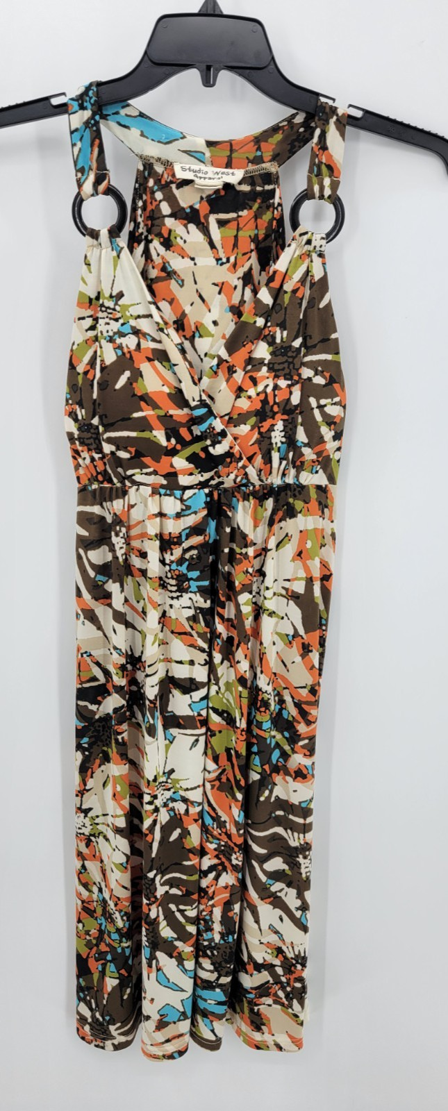 Studio West Dress Womens XL Abstract Print Sleeveless Halter Boho