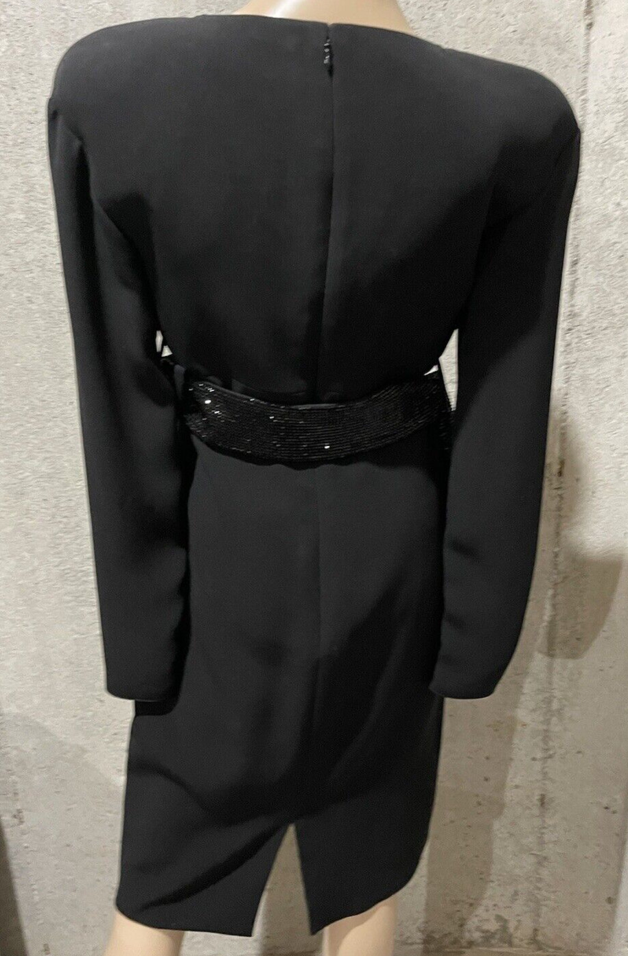 VERSACE 2021 Crystal Embellished Belted Black Silk Cocktail Dress US 4 6 / 40