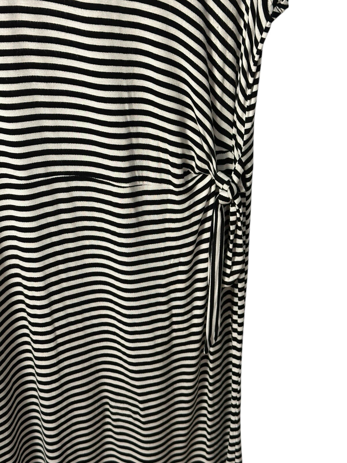 Cable & Gauge Black White Tie Waist Cap Sleeve Pullover Shift Dress Size XL