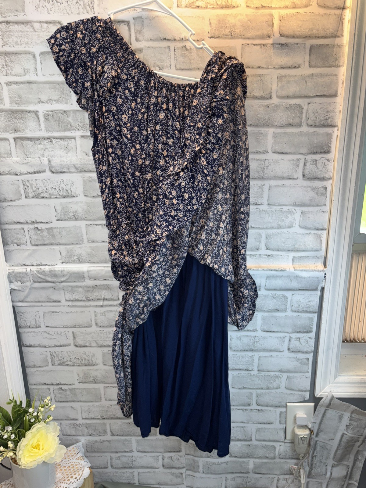 Universal Thread Blue Floral Smocked Bodice Maxi Dress Sleeveless XL