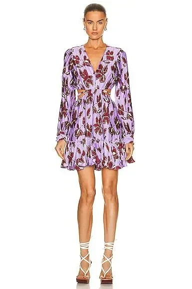 NWT Simkhai Londyn Cut Out Sides Pockets Mini Dress in Lavender Size Small