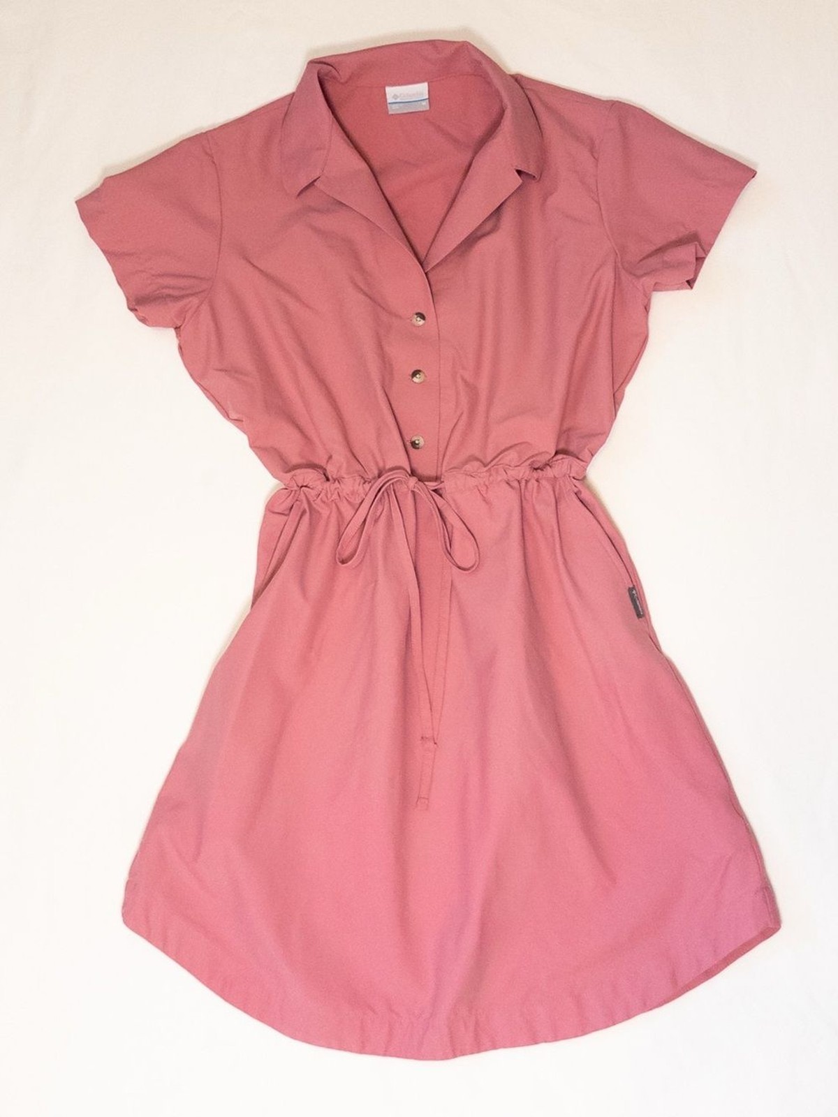 Columbia Dusty Rose Cedar Crest UPF Mini Dress Collared Travel Hiking Dress
