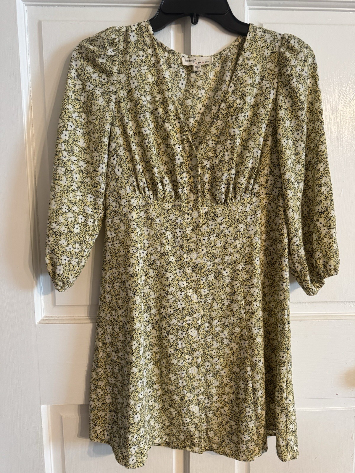 Floral Mini Dress Size S Yellow Bebop Long Sleeve