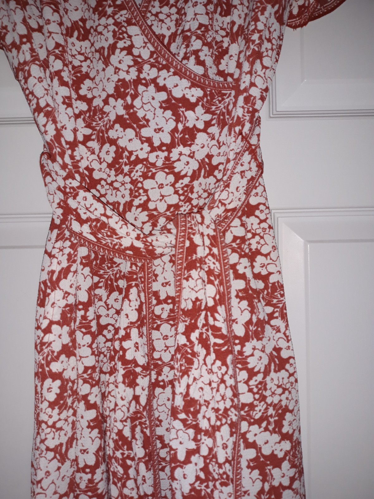 Stunning MAX STUDIO Red Floral Print Maxi Dress with Single Flounce Hemline M