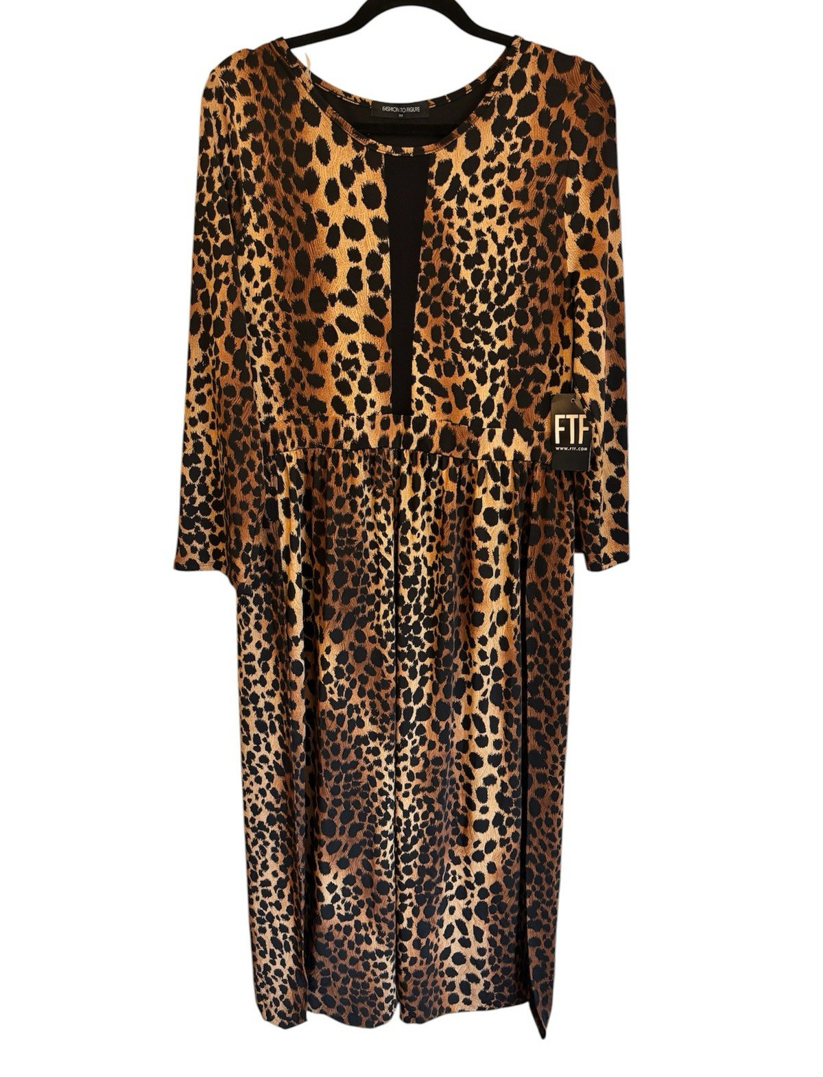 Fashion To Figure FTF Harem Leopard Animal Print Maxi Dress 3X Brown/Black