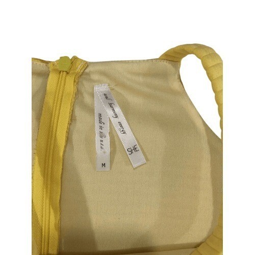S.H.E. Soul Harmony Energy Yellow Spaghetti Strap Tiered Midi Dress Size Medium