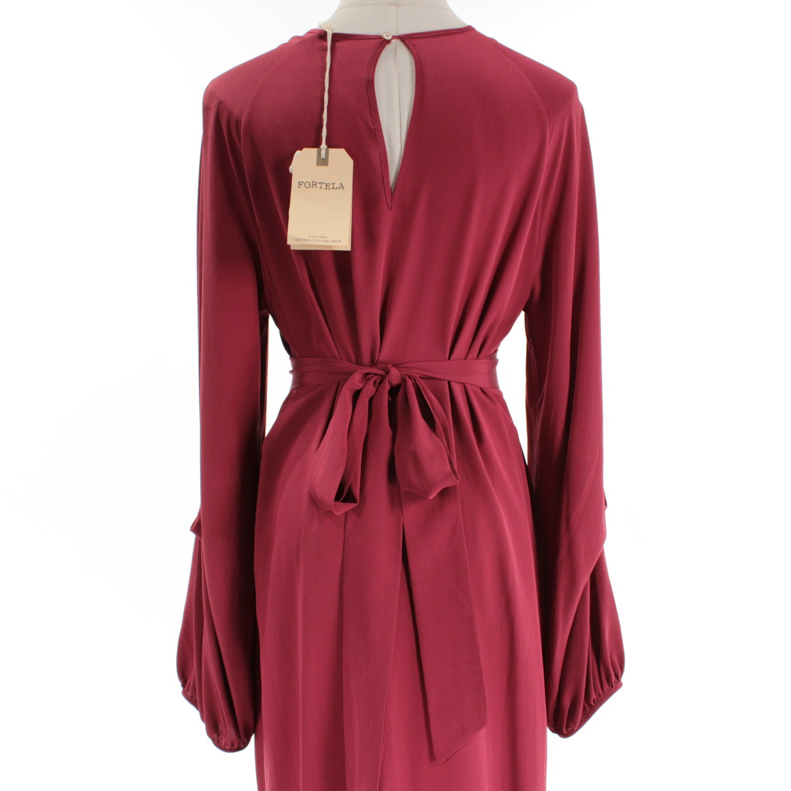 Fortela NWT Long Sleeve Crepe Maxi Dress Size 42 (US M) in Red Silk