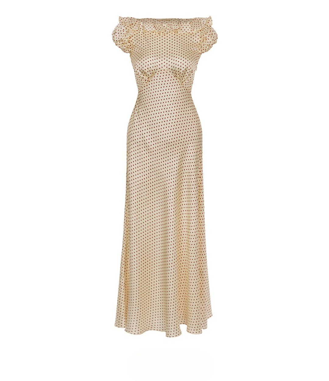 Women Doen Silk Blend Polka Dot A-line Flare Midi Dress