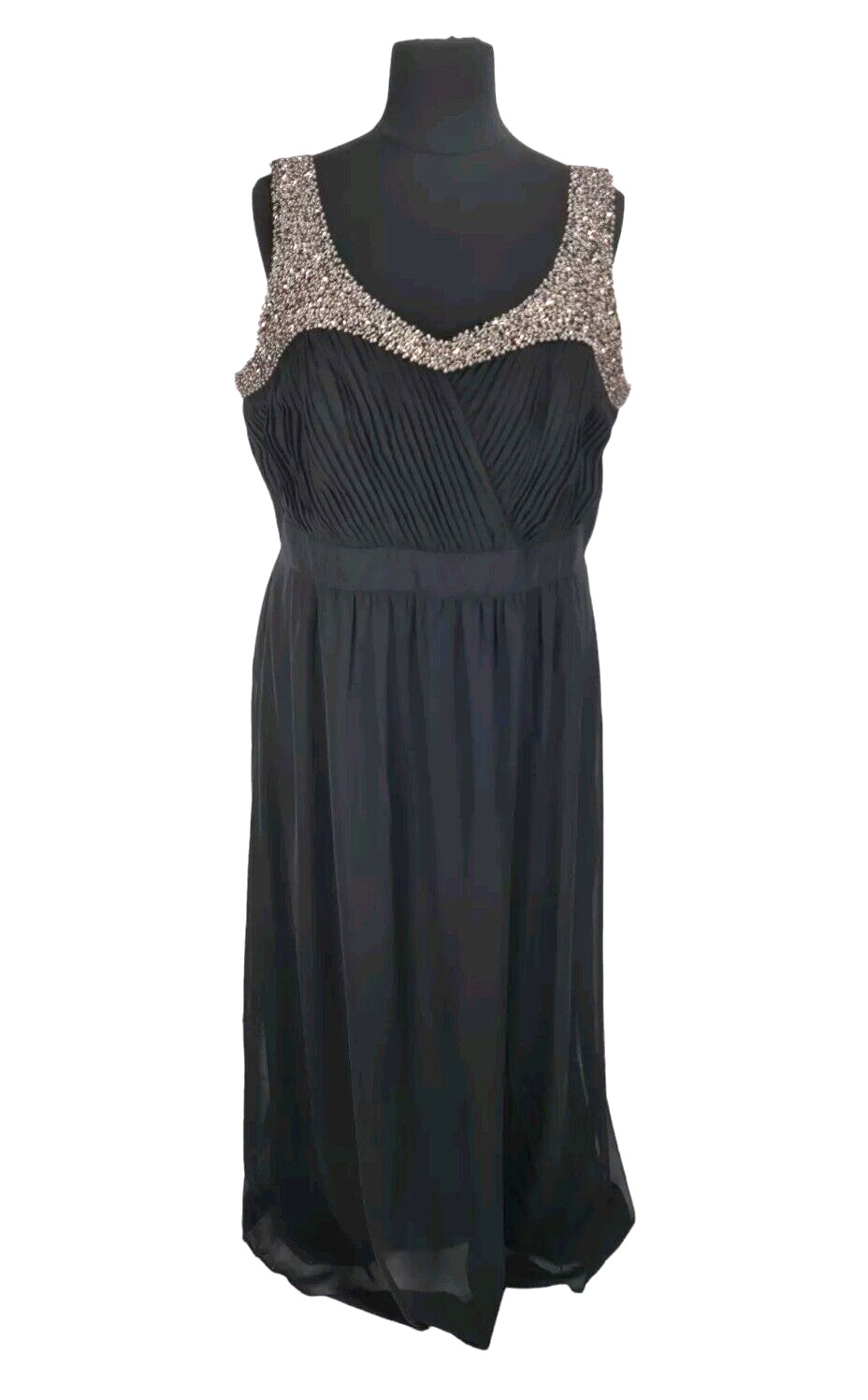 CITY CHIC Women Maxi Embellish Strappy Size XXL Black Chiffon Crew Neck 110P