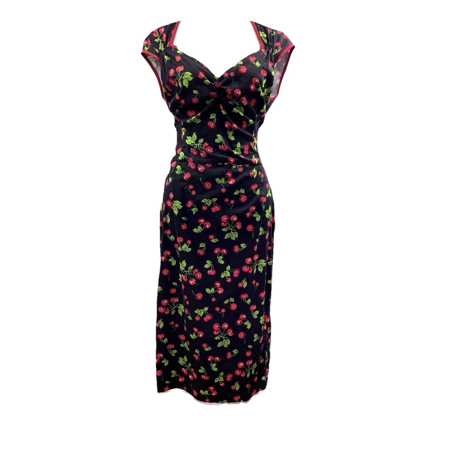 Pinup Couture Cherry Print Wiggle Dress L 50s Rockabilly Pin Up Retro