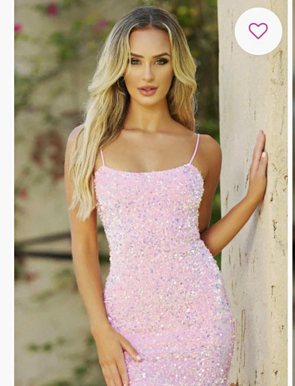 Women’s Pink Sequin Bodycon Dress Square Neck Strappy Sleeveless small