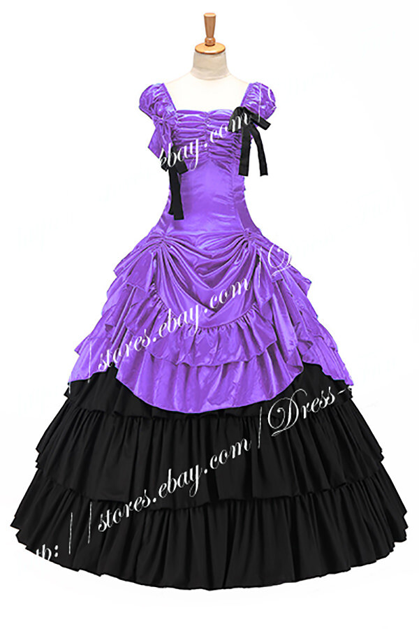 Southern Belle Satin Ball Gown Prom Wedding Dark Purpl Dress Multicolor Red Pink