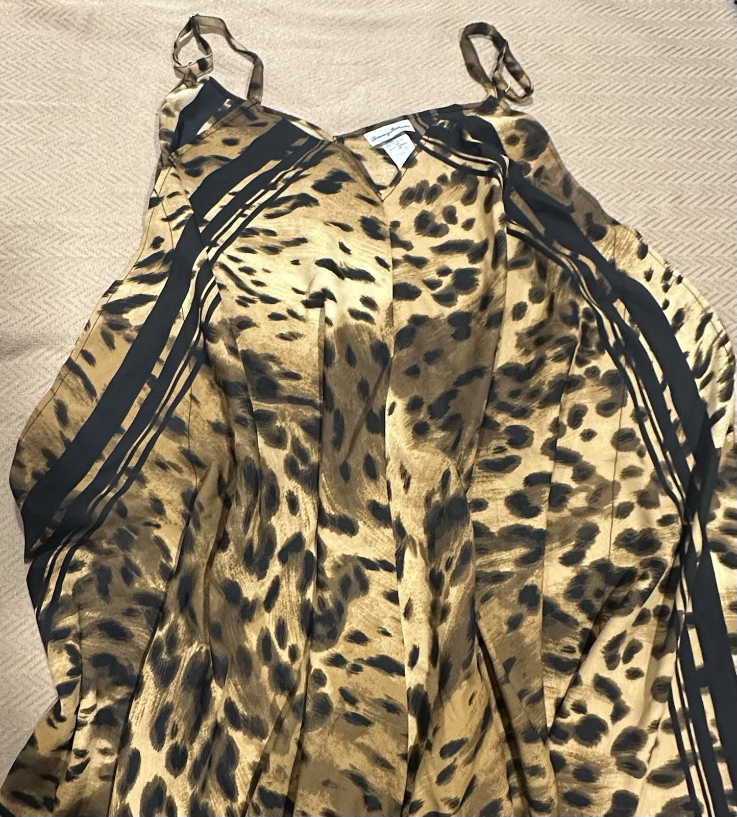 Tommy Bahama Leopard Animal Print Maxi Dress V-Neck Adjustable Straps S