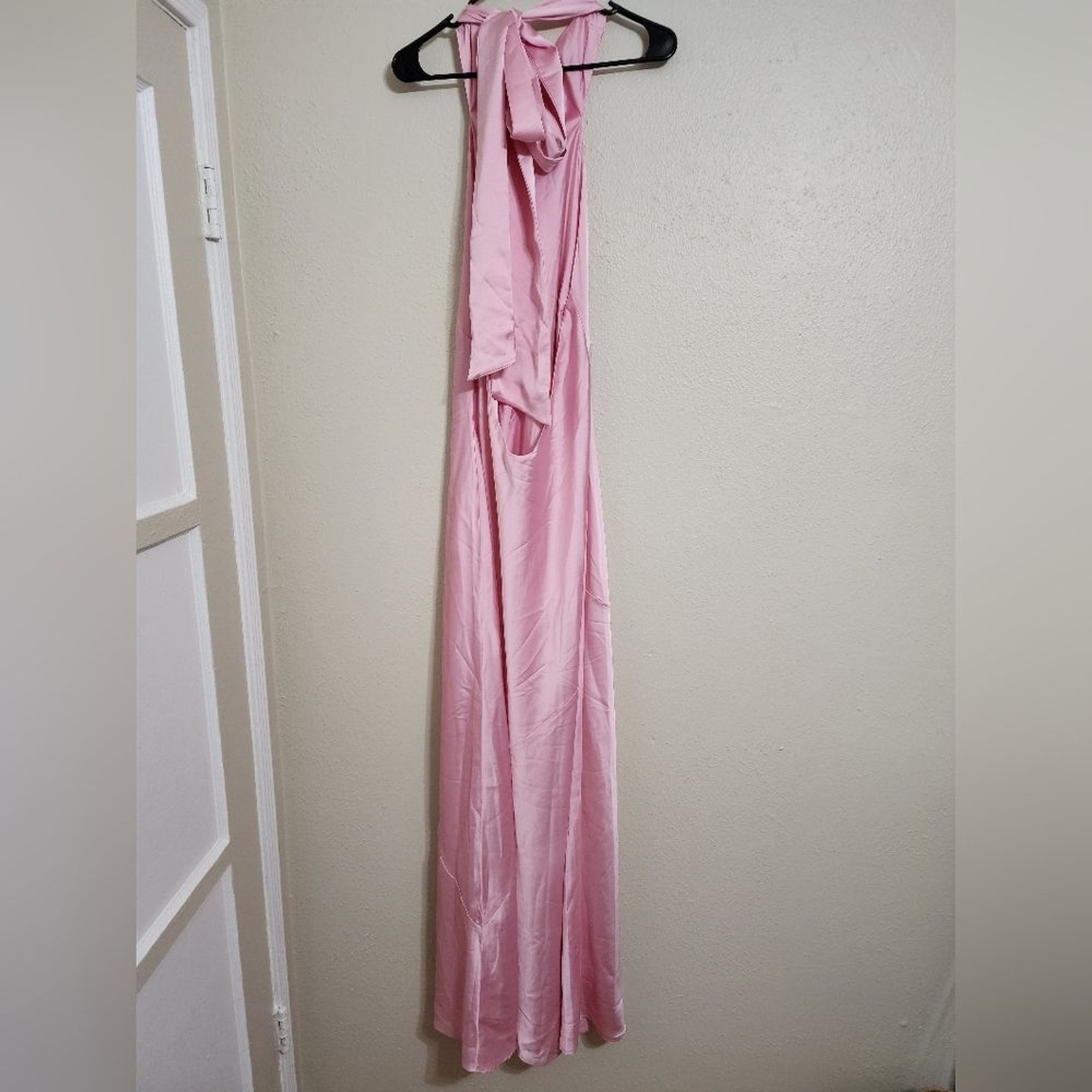 Show Me Your MUMU Lisa Maxi Light Pink Luxe Satin Dress L Wedding Party Prom