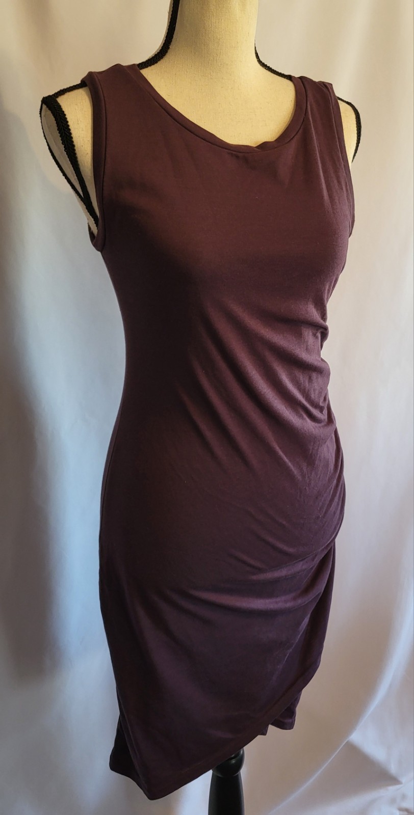 LEITH Nordstrom Sleeveless Ruched Bodycon Dress Purple/Plum Stretch Size M