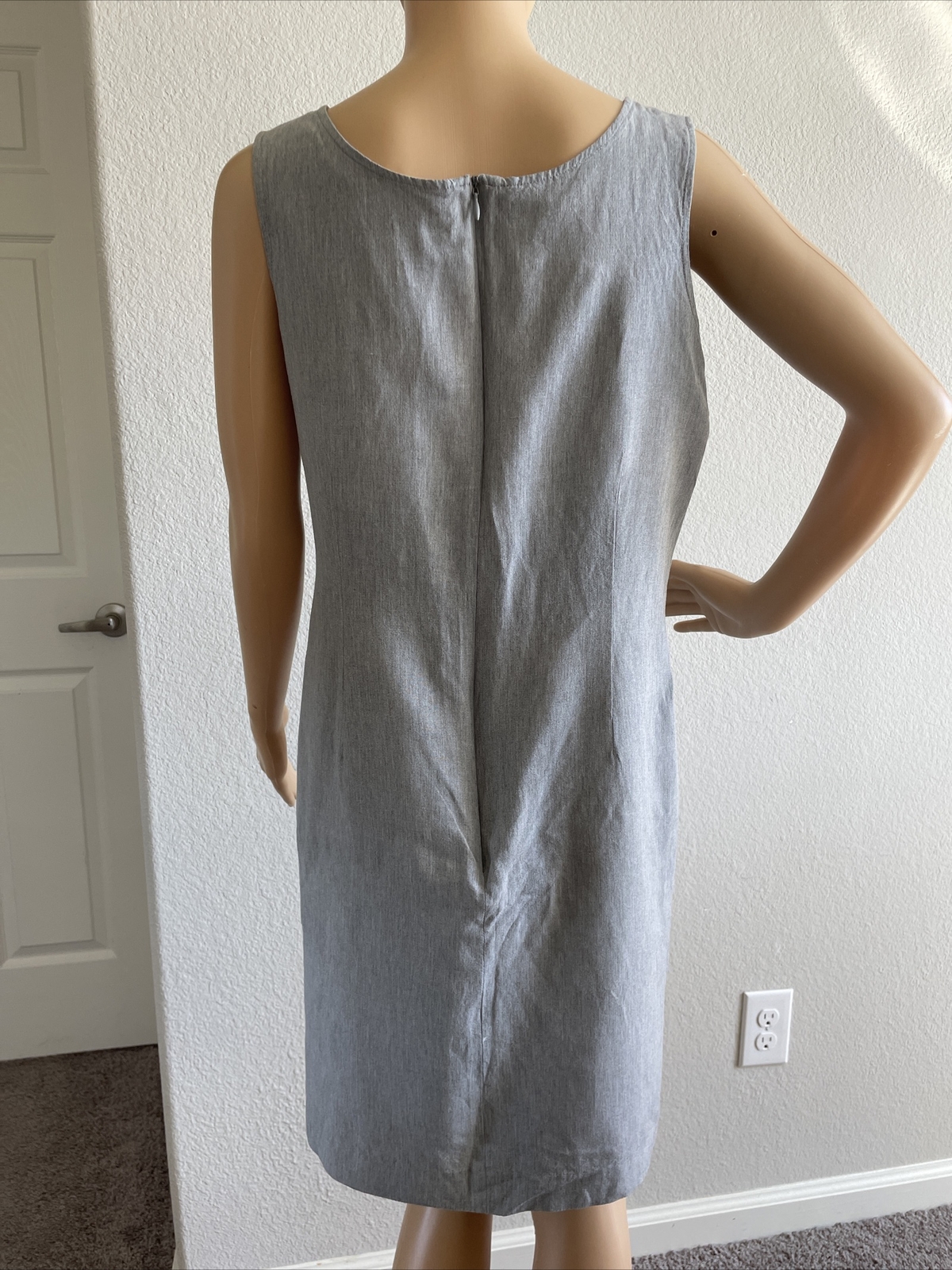 SIGRID OLSEN Rayon Linen 70/30 Sleeveless Career Dress Grey size 10 EUC