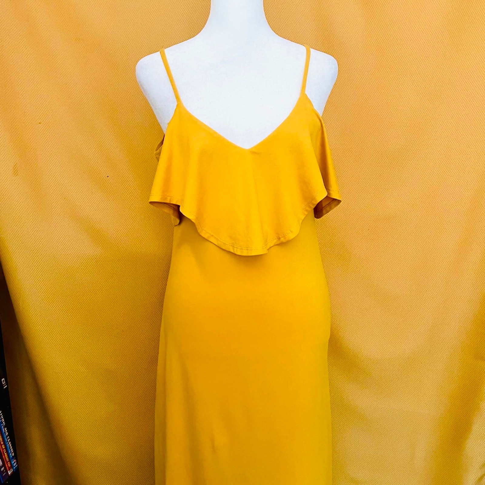 Cold Off The Shoulder Ruffle Top Spaghetti Strap Yellow Maxi Dress Boho Summer
