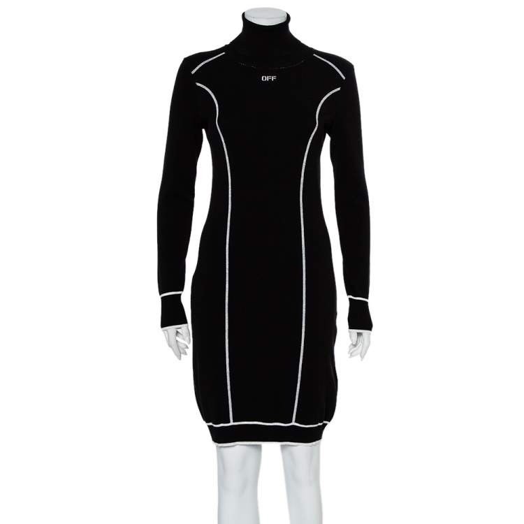 Off-White c/o Virgil Abloh Black Turtleneck Knit Sweater Dress S $1180 2019