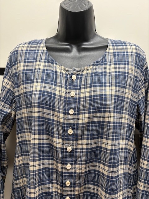 45r by 45rpm Studio Co Ltd Japan Cotton Navy Blue Combo Plaid Shirt Dress Japan2