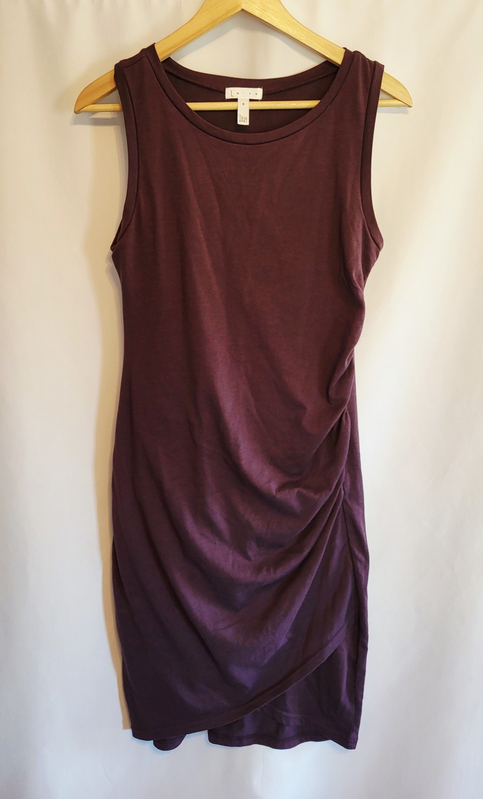 LEITH Nordstrom Sleeveless Ruched Bodycon Dress Purple/Plum Stretch Size M