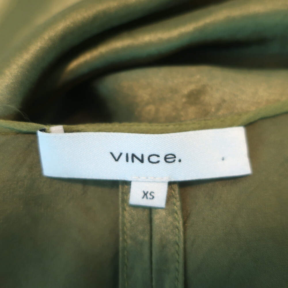 Vince Sleeveless Midi Dress Green Crinkled Satin Size Extra Small