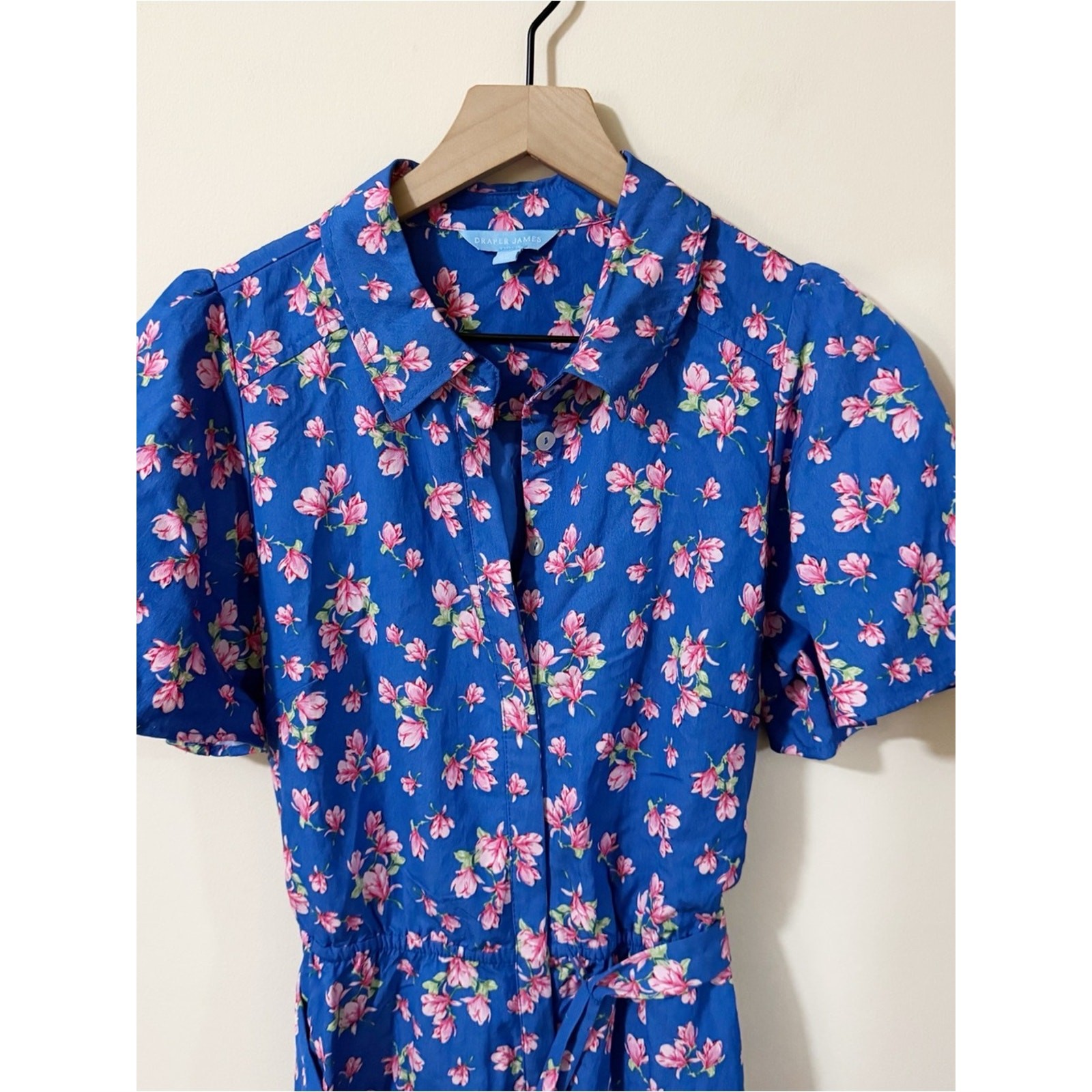 Draper James Womens Floral Button Front Dress With a Tie on Waist Size Medium