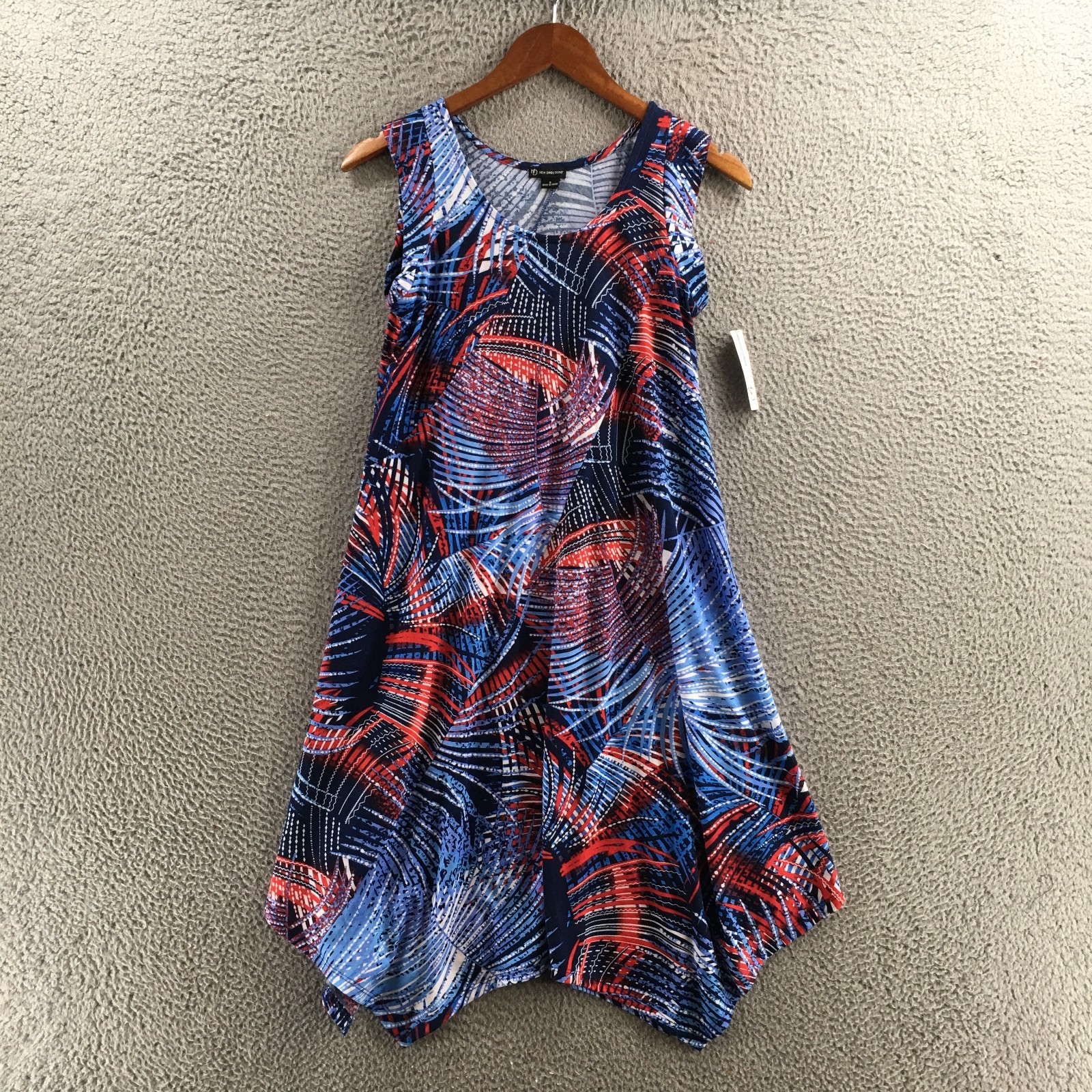 New Directions Asymmetrical Hem A-Line Dress Womens S Multicolor Sleeveless NEW
