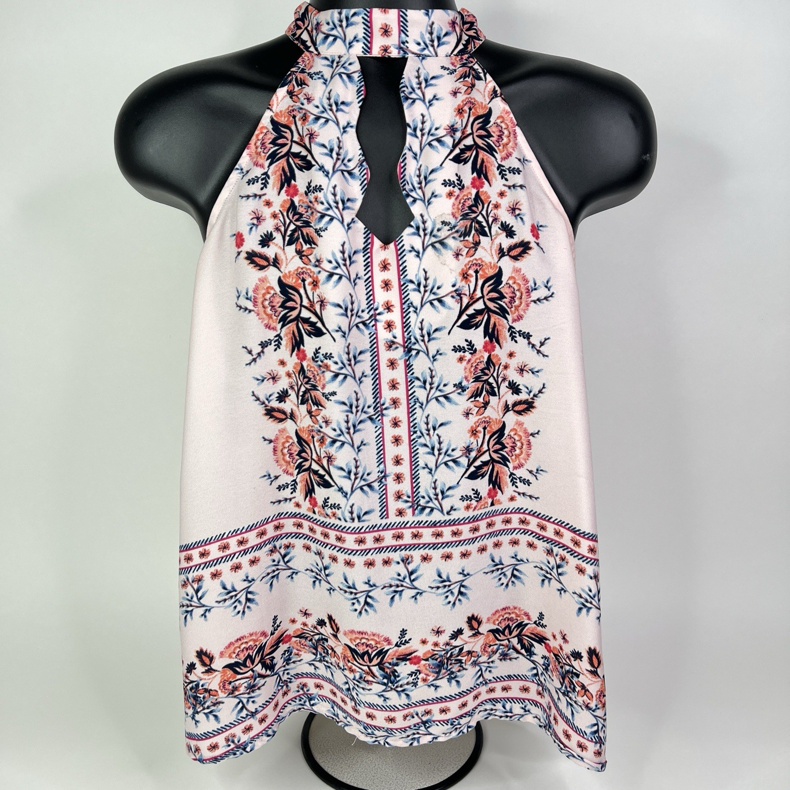 Blue Rain Women’s Midi Sleeveless Short Floral Pink Dress Size M