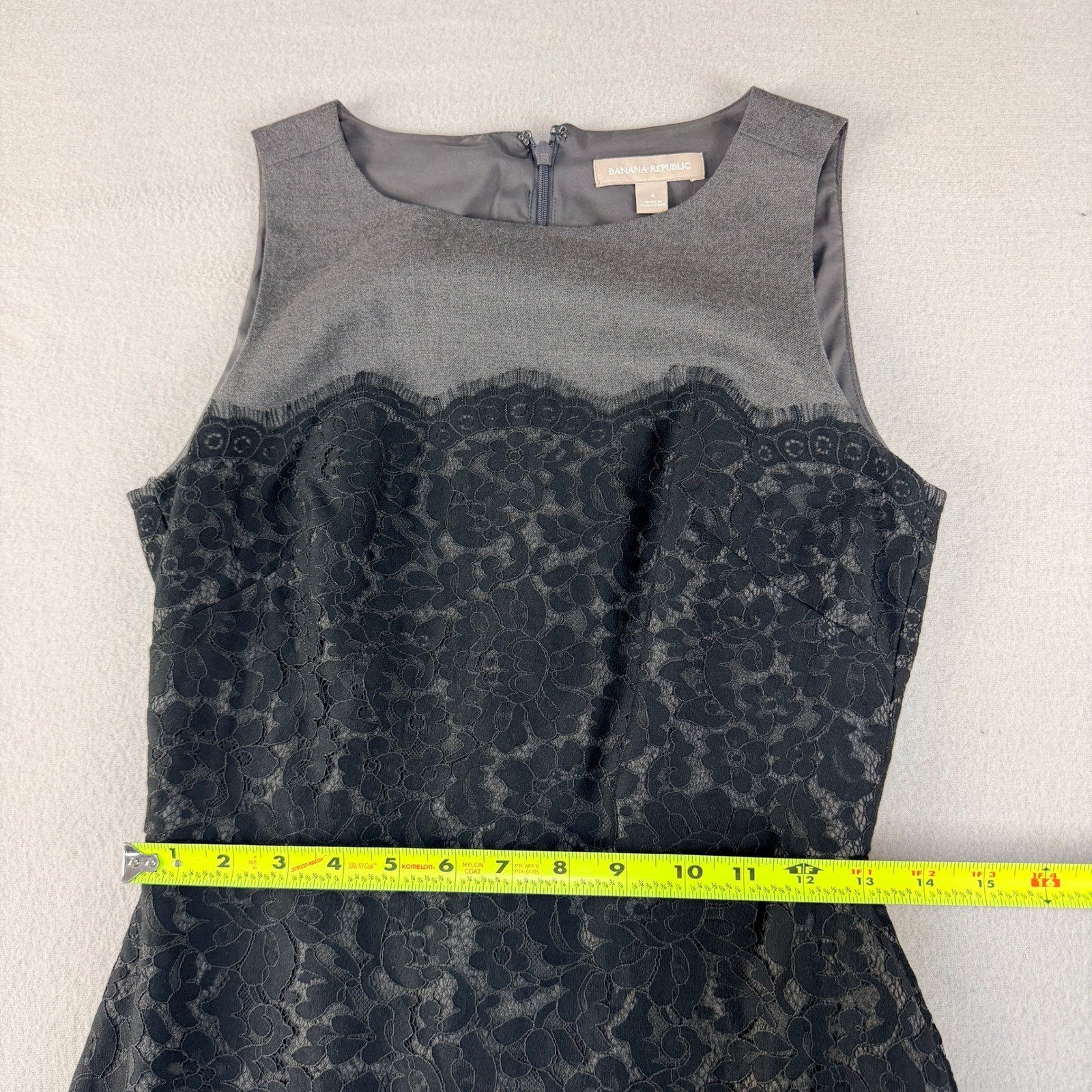 Banana Republic Womens 4 Grey Black Floral Lace Overlay Sheath Dress Sleeveless
