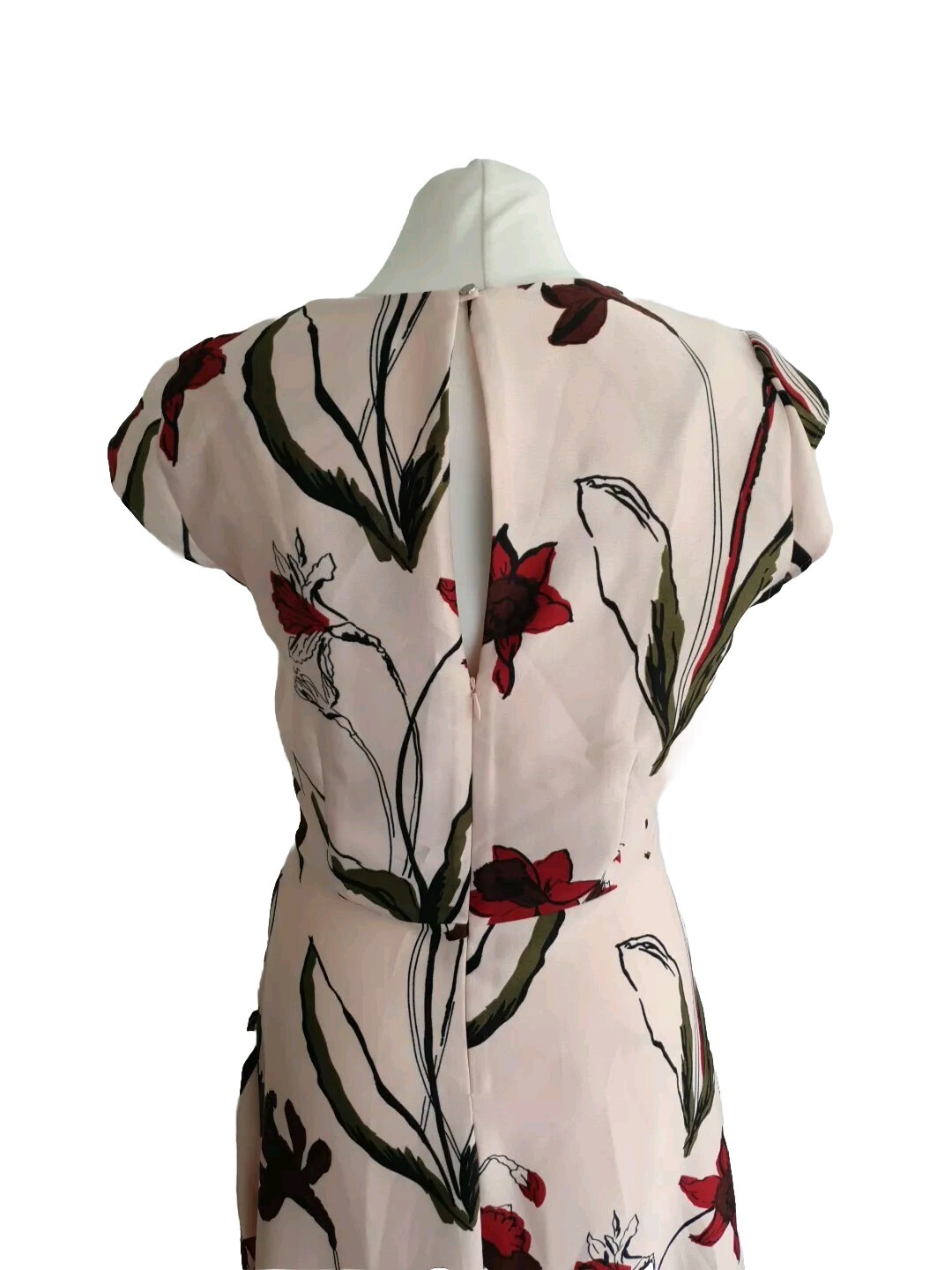 Studio W. Ladies Pink Floral Round Neck Asymmetric Hem Midi Dress. UK 10, EU 38.