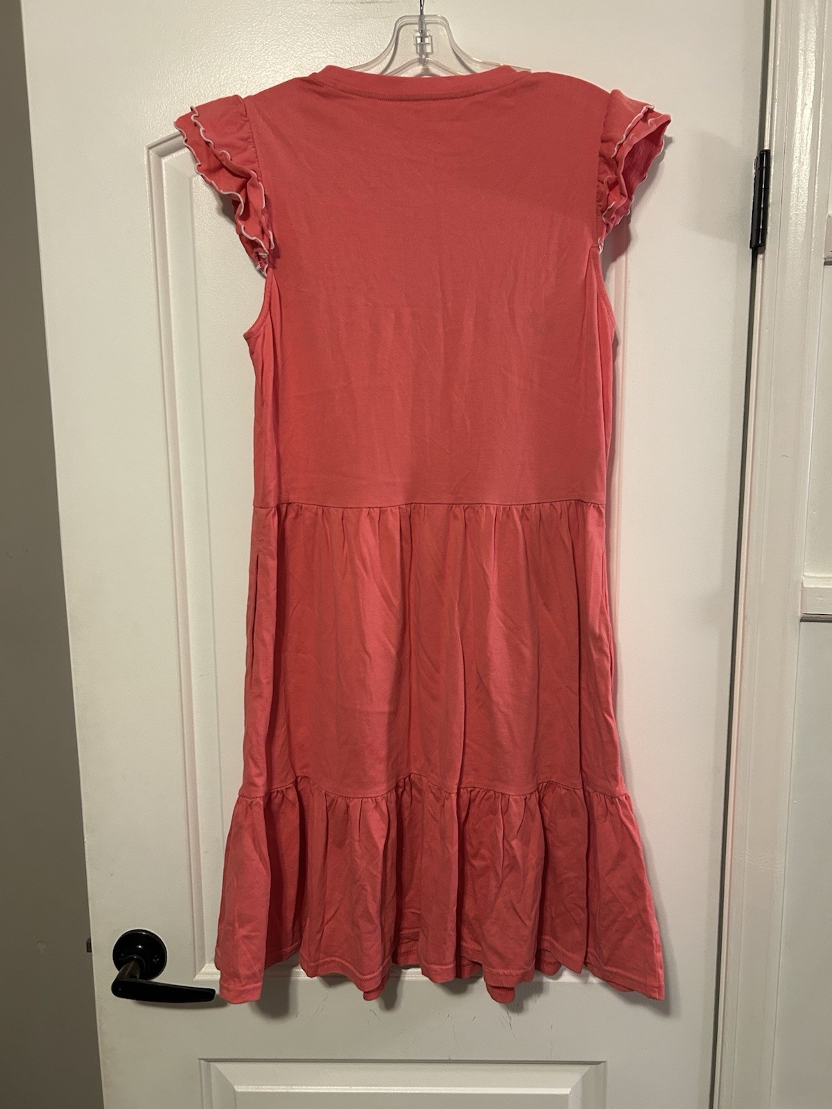 kate spade new york Pink Solid Ruffle Sleeveless Round Neck Midi Dress L