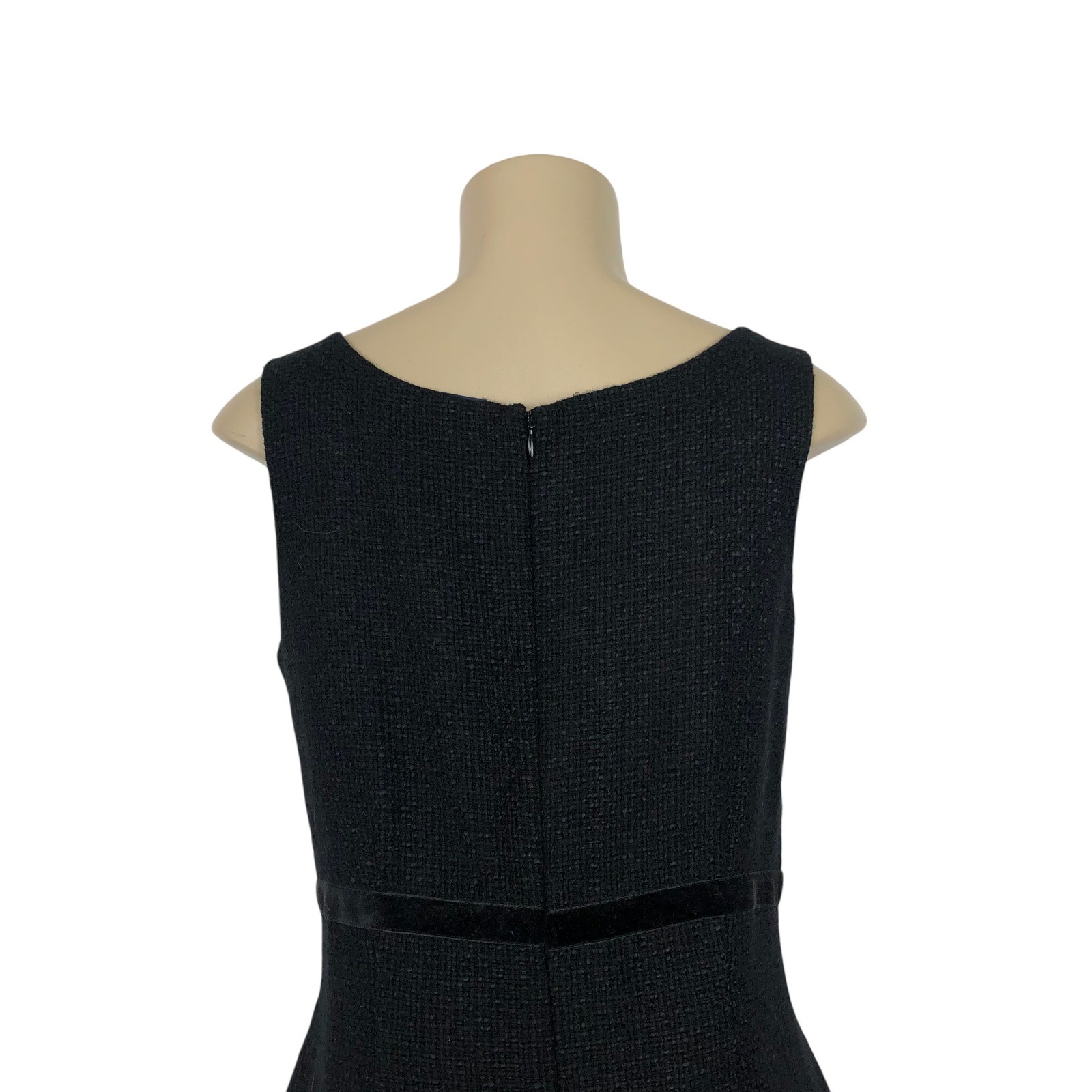 Gap Wool Blend Tweed Sheath Dress Velvet Bow Sleeveless Size 8 Business Career