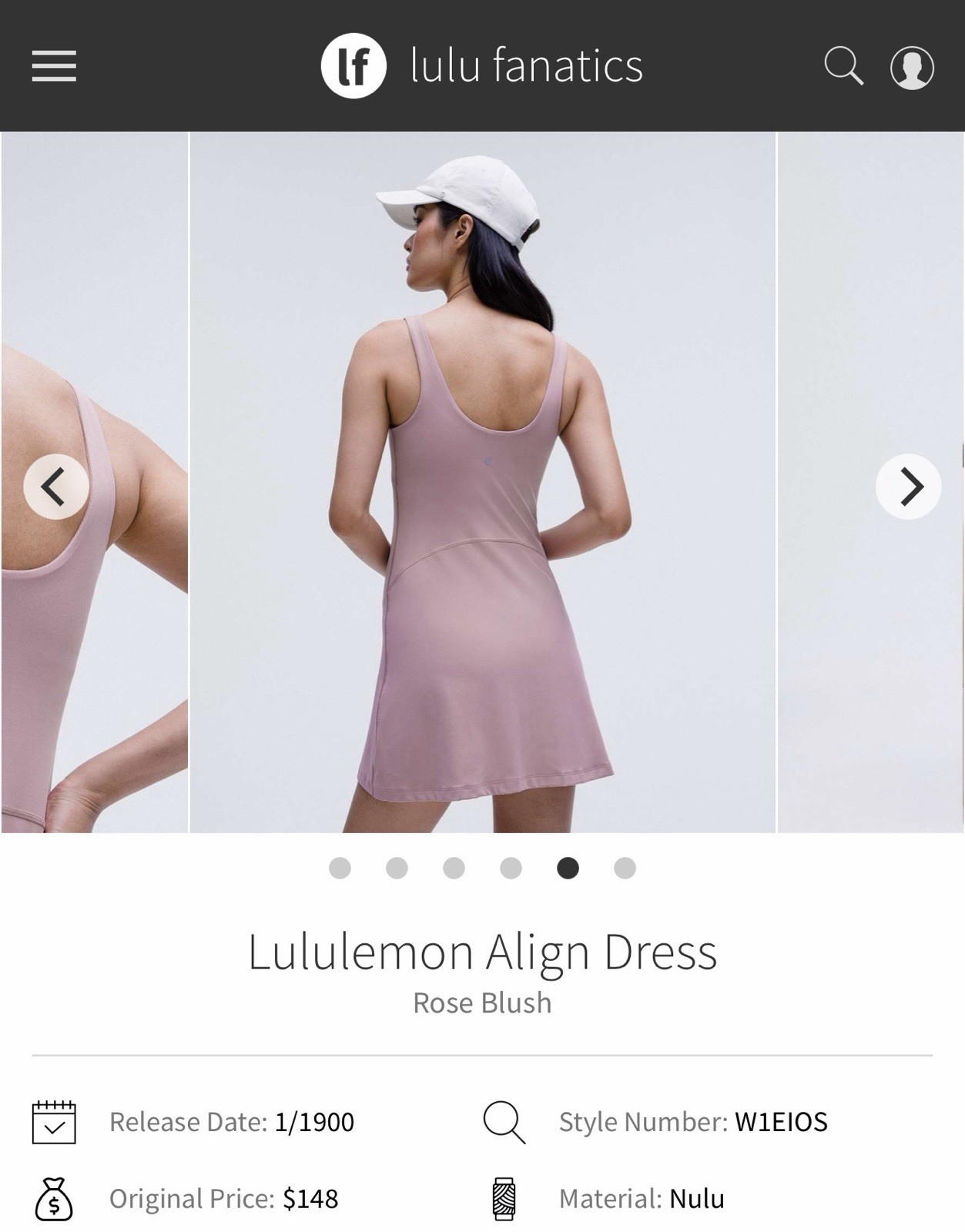 NWT Lululemon Align Dress Rose Blush RSBL Size 6