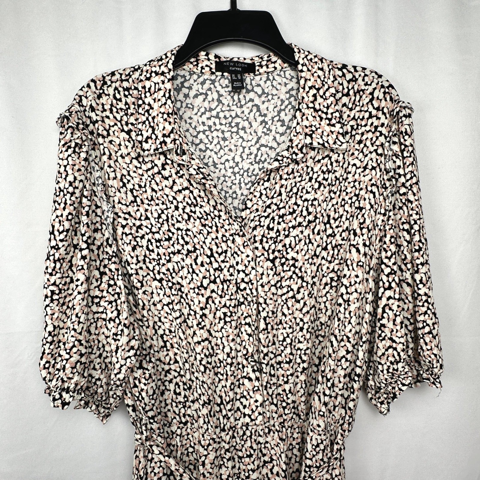 Abstract Animal Print Midi Shirt Dress Boho Casual Summer New Look Curves