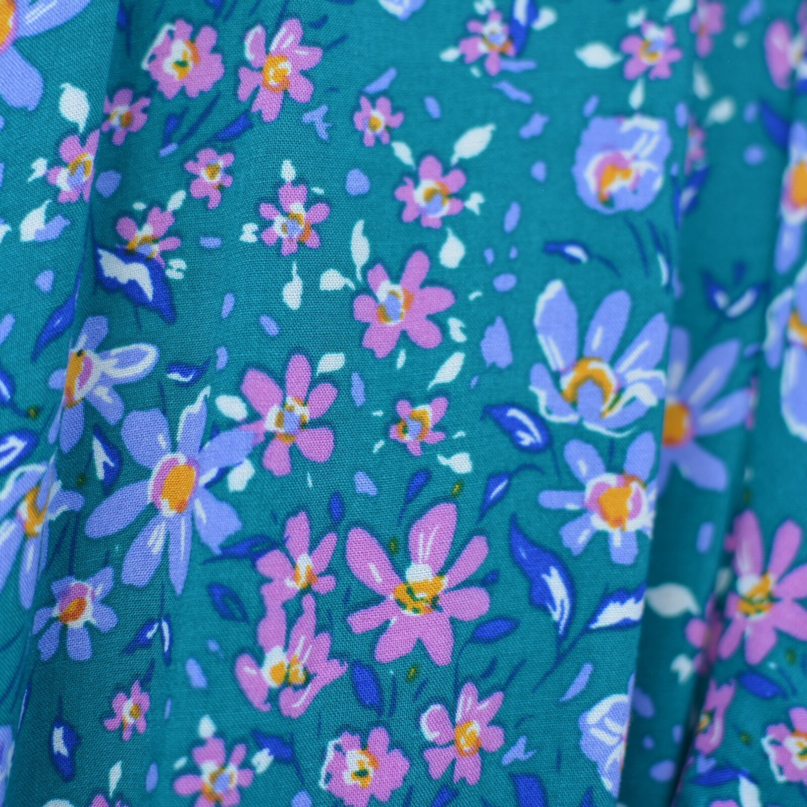 #178 L Draper James Teal V Neck Wrap Dress Dirty Floral